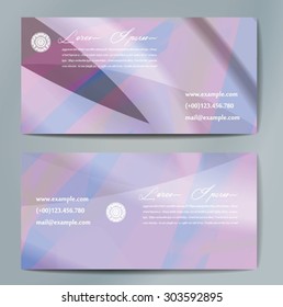 Stylish business cards with colorful wavy stripes. Vector illustrations. 5 x 9 cm size.