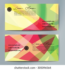Stylish business cards with colorful wavy stripes. Vector illustrations. 5 x 9 cm size.