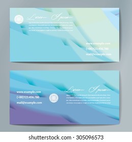 Stylish business cards with colorful wavy stripes. Vector illustrations. 5 x 9 cm size.