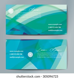 Stylish business cards with colorful wavy stripes. Vector illustrations. 5 x 9 cm size.