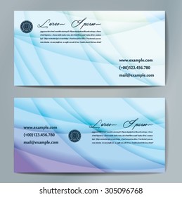 Stylish business cards with colorful wavy stripes. Vector illustrations. 5 x 9 cm size.