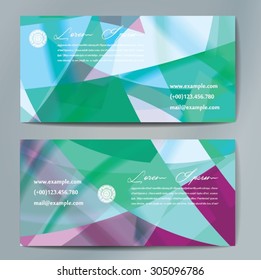 Stylish business cards with colorful wavy stripes. Vector illustrations. 5 x 9 cm size.