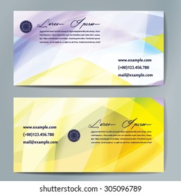 Stylish business cards with colorful wavy stripes. Vector illustrations. 5 x 9 cm size.