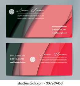 Stylish business cards with colorful wavy stripes. Vector illustrations. 5 x 9 cm size.