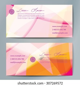 Stylish business cards with colorful wavy stripes. Vector illustrations. 5 x 9 cm size.