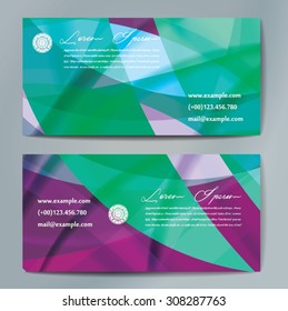 Stylish business cards with colorful wavy stripes. Vector illustrations. 5 x 9 cm size.