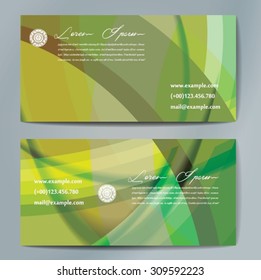 Stylish business cards with colorful wavy stripes. Vector illustrations. 5 x 9 cm size.