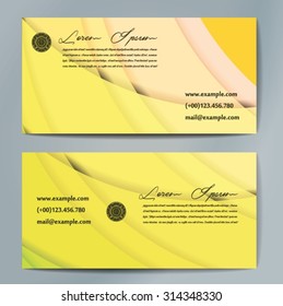 Stylish business cards with colorful wavy stripes. Vector illustrations. 5 x 9 cm size.