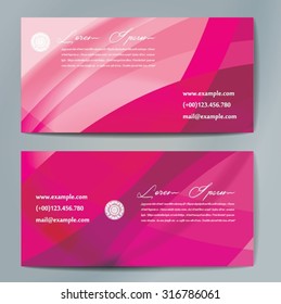Stylish business cards with colorful wavy stripes. Vector illustration. 5 x 9 cm size.