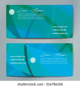 Stylish business cards with colorful wavy stripes. Vector illustration. 5 x 9 cm size.