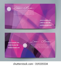 Stylish business cards with colorful wavy stripes. Vector illustration. 5 x 9 cm size.