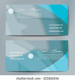 Stylish business cards with colorful wavy stripes. Vector illustration. 5 x 9 cm size.