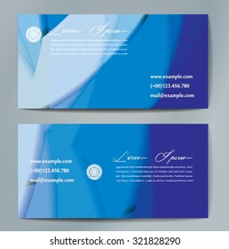 Stylish business cards with colorful wavy stripes. Vector illustration. 5 x 9 cm size.