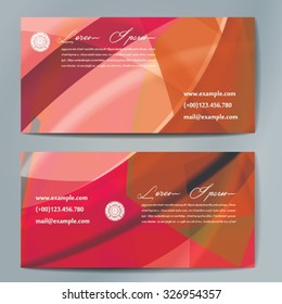 Stylish business cards with colorful wavy stripes. Vector illustration. 5 x 9 cm size.