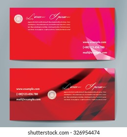 Stylish business cards with colorful wavy stripes. Vector illustration. 5 x 9 cm size.