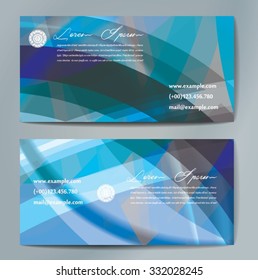 Stylish business cards with colorful wavy stripes. Vector illustration. 5 x 9 cm size.