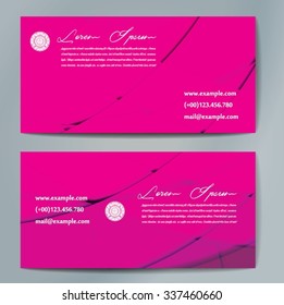 Stylish business cards with colorful wavy stripes. Vector illustration. 5 x 9 cm size.