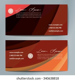 Stylish business cards with colorful wavy stripes. Vector illustration. 5 x 9 cm size.