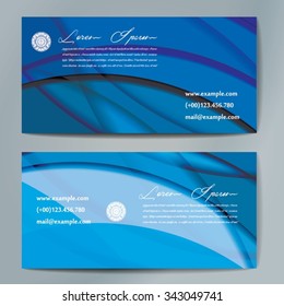 Stylish business cards with colorful wavy stripes. Vector illustration. 5 x 9 cm size.