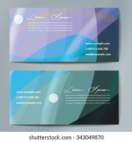 Stylish business cards with colorful wavy stripes. Vector illustration. 5 x 9 cm size.