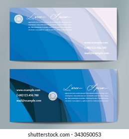 Stylish business cards with colorful wavy stripes. Vector illustration. 5 x 9 cm size.