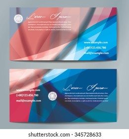 Stylish business cards with colorful wavy stripes. Vector illustration. 5 x 9 cm size.