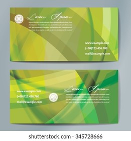 Stylish business cards with colorful wavy stripes. Vector illustration. 5 x 9 cm size.