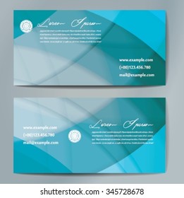 Stylish business cards with colorful wavy stripes. Vector illustration. 5 x 9 cm size.