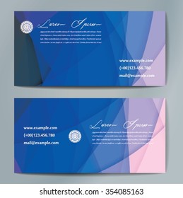 Stylish business cards with colorful wavy stripes. Vector illustration. 5 x 9 cm size.