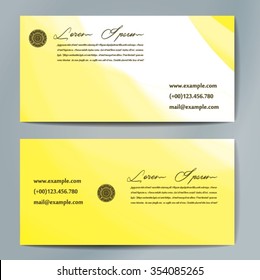 Stylish business cards with colorful wavy stripes. Vector illustration. 5 x 9 cm size.