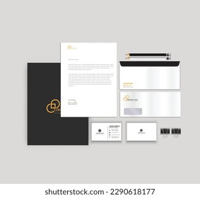 stylish business stationery items set with Vector Design 