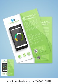 Stylish business template or brochure design with smartphone based on technology concept.