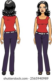 Stylish Business women front and back pose vector illustration