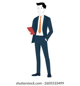 Stylish Businessman Holding a Tablet