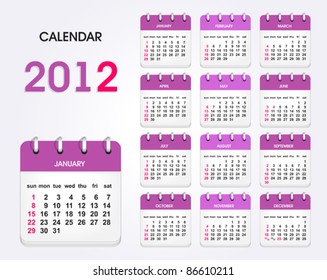 stylish calendar for 2012, all elements are in separate layers and grouped, easy to edit