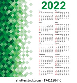 Stilvoller Kalender mit abstraktem Dreieck-Mosaikhintergrund für 2022.