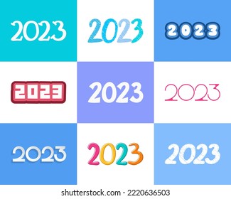 Stylish calendar dates 2023 on white blue background for New Year design