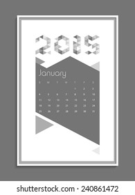 Stylish calendar page of January month for New Year 2015 celebration.
