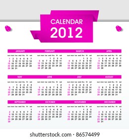 stylish calendar template for 2012, all elements are in separate layers and grouped, easy to edit