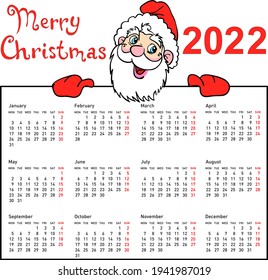 Stylish calendar withmuscular Santa Claus for 2022.