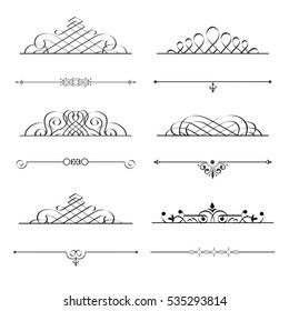 Elementos de design caligráfico elegante para design. Conjunto de vetores