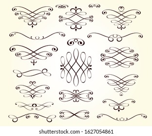 Stylish calligraphic elements for design. Vector set