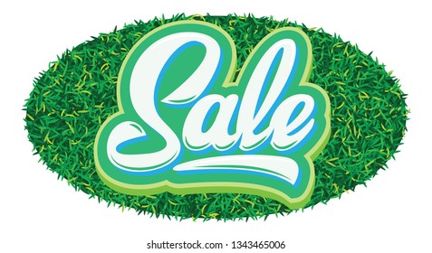 Stylish calligraphic green lettering sale on the background.
