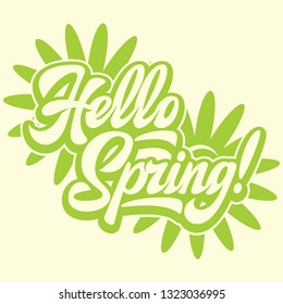 Stylish calligraphic inscription Hello Spring on the background.