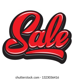 Stylish calligraphic red lettering sale on the background.