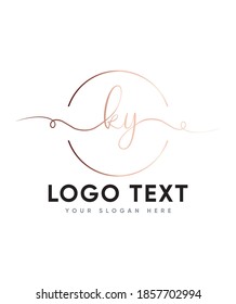 A stylish calligraphy font, featuring a trendy touch letter type K and Y  logo template, Vector logo for business and company identity