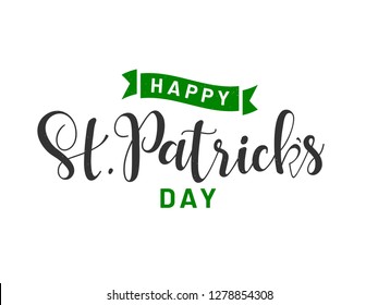 Stylish calligraphy of Happy St. Patrick's Day on white background. Can be used as greeting card design.