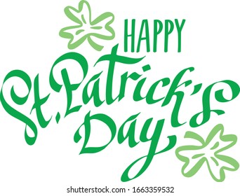 Stylish calligraphy of Happy St. Patrick's Day on white background. Can be used as greeting card design.