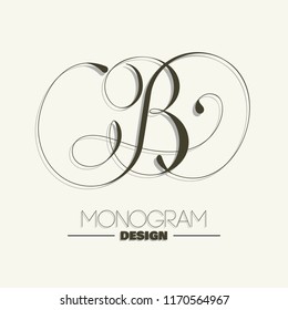 Stylish calligraphy letter B monogram design