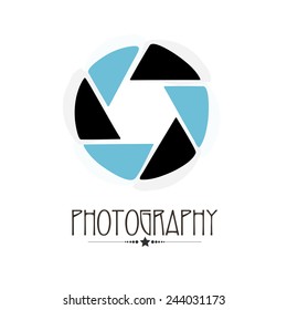 Stylish camera shutter on white background for photography concept.